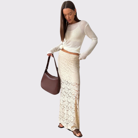 Charli Alba Lace Skirt in Tan