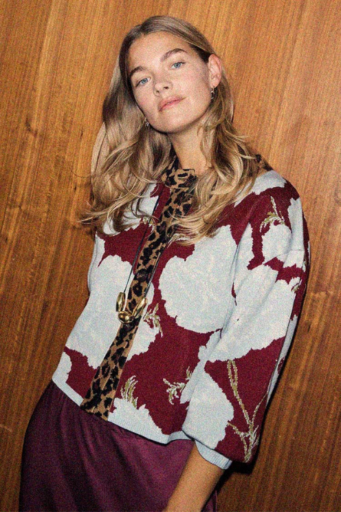 Never Fully Dressed Burgandy Poppy Cardigan