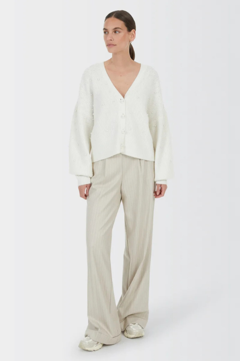 Cardigan with Pearl Beaded Appliqué