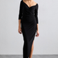 Norma Kamali Long Sleeve Sweetheart Side Drape Gown