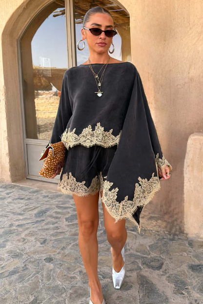 Ellie Lace Cape + Short Set