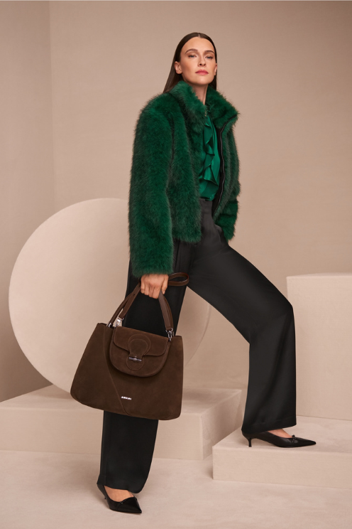 Satin-Effect Wide-Leg Trousers