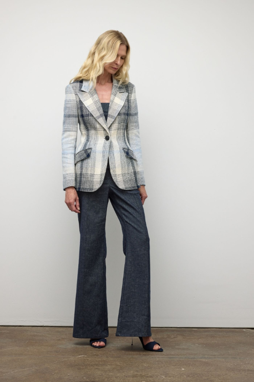 Plaid One Button Jacket