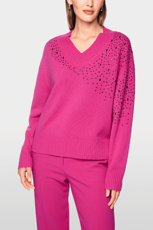 Relaxed Raspberry Rhinestone Sweater
