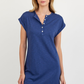 Cap Sleeve Placket Dress - Midnight Surf