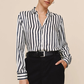 High Low Hem Shirt - Indigo Ink Stripe