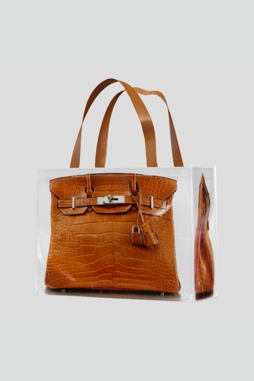 Designer Grocery Tote Brown Croc