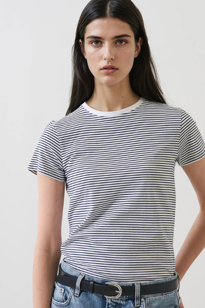 Pima Cotton Stretch Slim Mini Striped T-Shirt