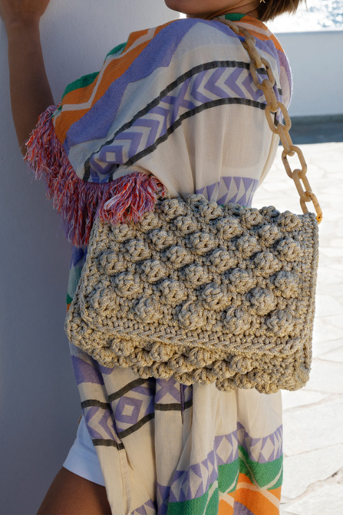 101/MM Off-White Metallic Bubbles Bag