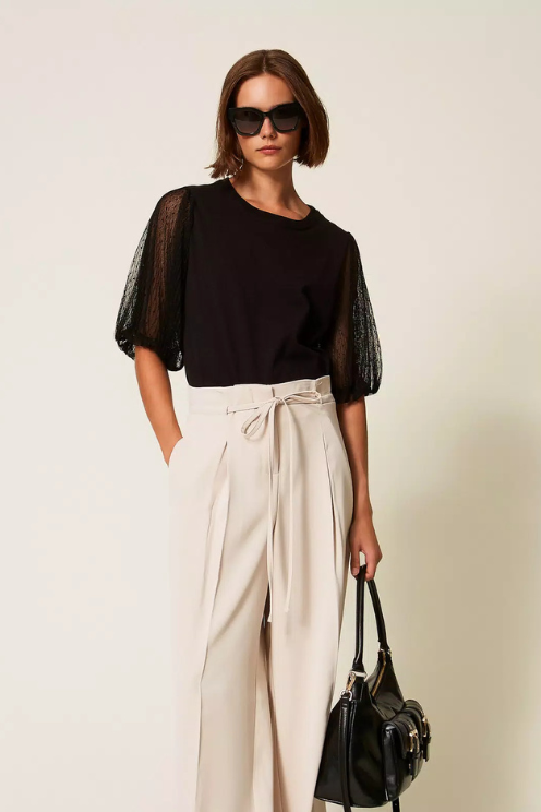 Tulle Sleeve T-shirt