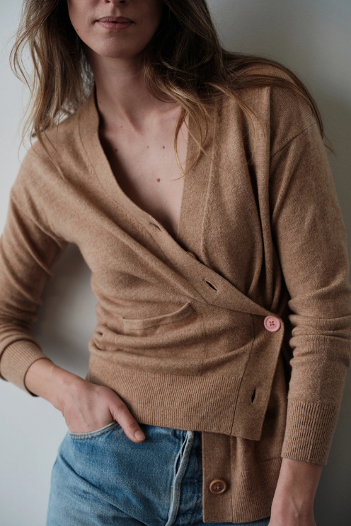 The Wrap Cardigan - Camel Cashmere Blend