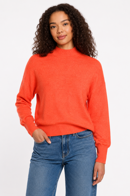 Lofty Mock Neck Sweater - Aperol