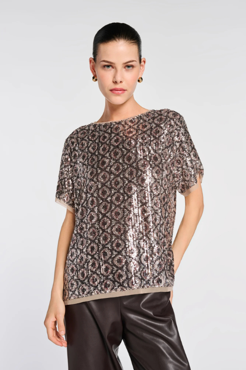 Sequin Short Sleeve Blouse