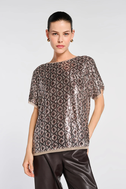 Sequin Short Sleeve Blouse