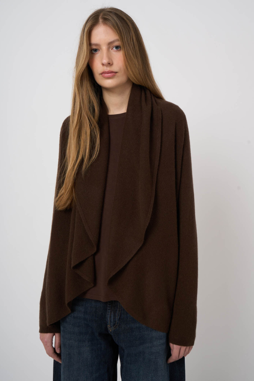 Organic Cashmere Shawl-Collar Cardigan
