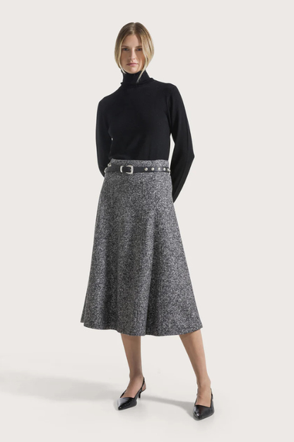 Micro Houndstooth Flared Skirt