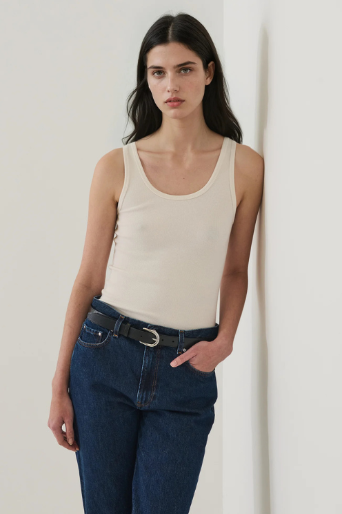 Pima Cotton Stretch Scoop Neck Rib Tank