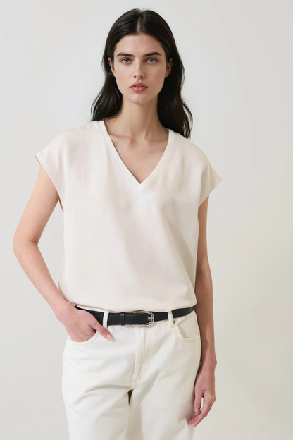 Silk Dolman V-Neck T-Shirt