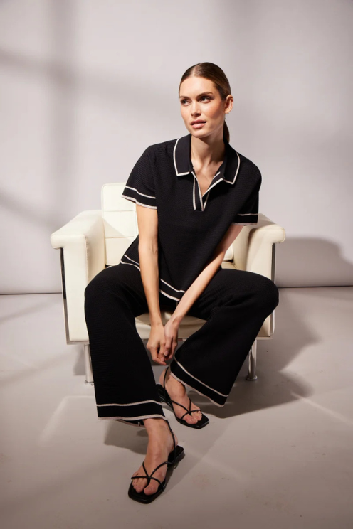 Contrast Stitch Polo Sweater