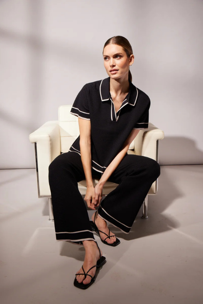 Contrast Stitch Polo Sweater