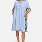 Mixed Print Denim Shirt Dress