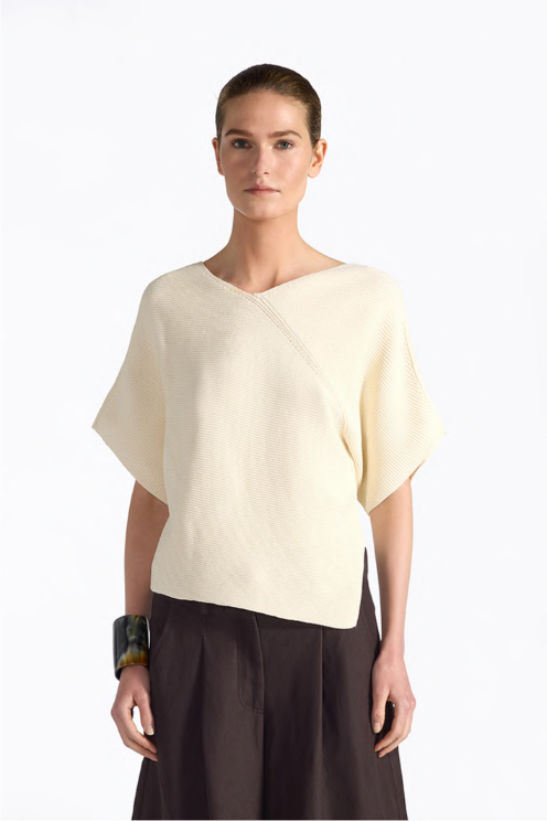 Textured Wrap-Effect Top