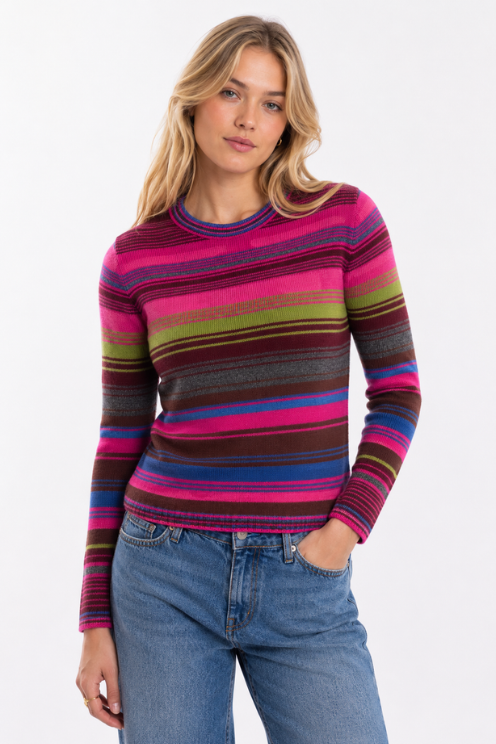 Micro Stripe Crewneck Sweater