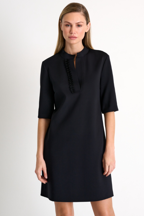Straight-cut Mao Collar Dress