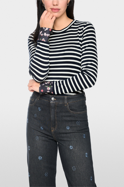 Floral Cuff Long Sleeve Tee