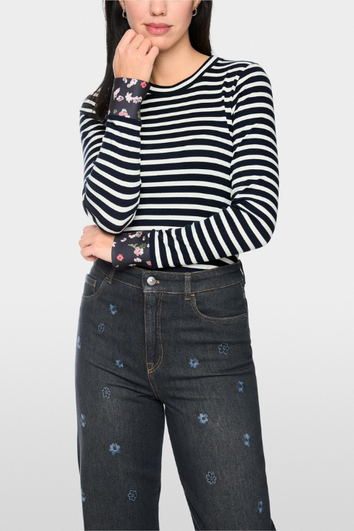 Floral Cuff Long Sleeve Tee