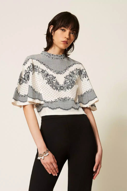 Jacquard Satin Blouse