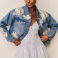 Amana Lace Appliqué Denim Jacket