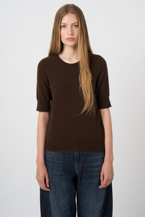 Slim Short-Sleeve Organic Cashmere Sweater