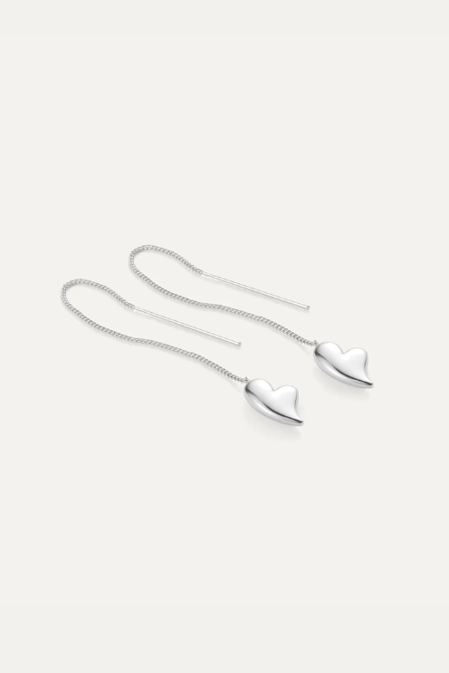 Puffy Heart Threader Earrings