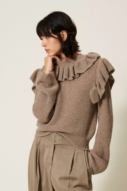 Ruffle Jumper with Lurex Yarn