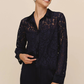 Lace Contrast Button Down