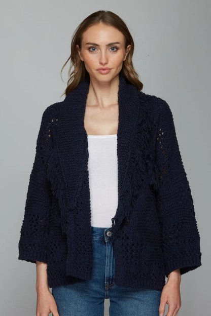 Southwest Fringed Shawl Collar Throw