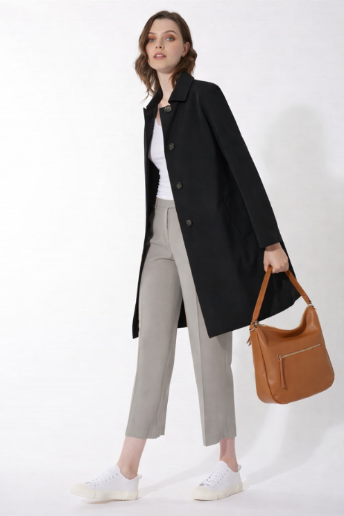 Europa Black Technical Overcoat