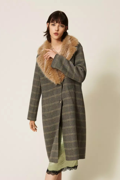 Checkered Double Wool Coat