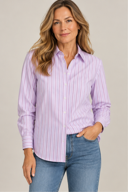 Siri Light purple Striped Shirt