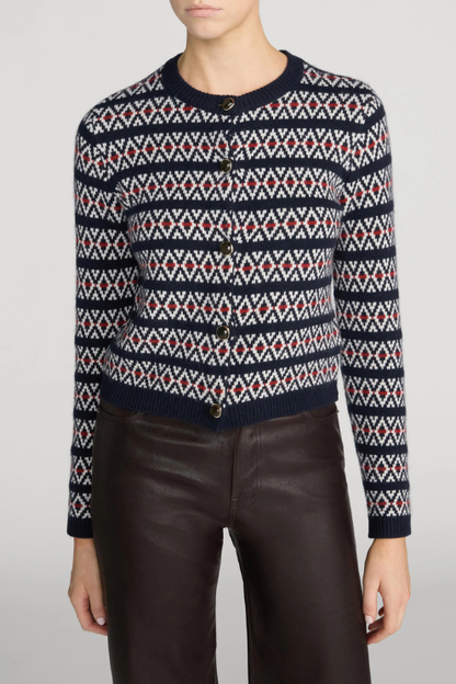 The Cashmere Cardi - Navy Fairisle