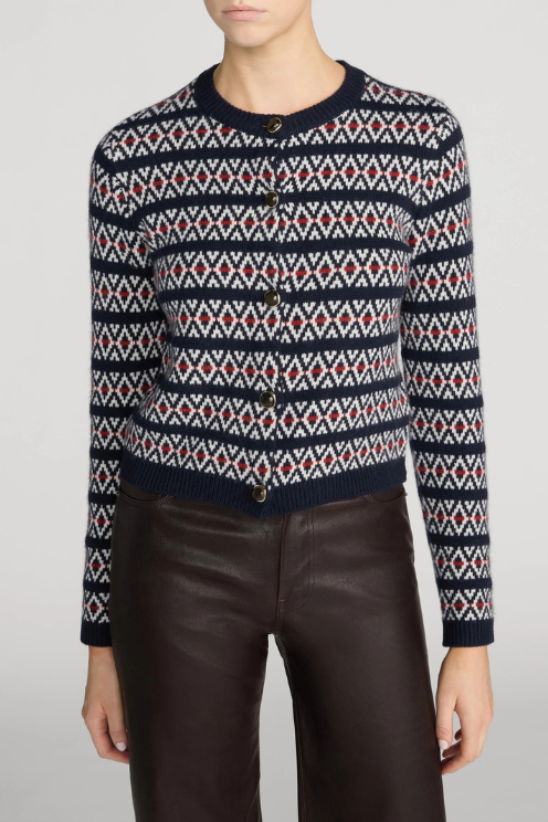 The Cashmere Cardi - Navy Fairisle