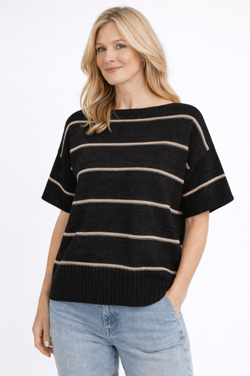 Arien Striped Paper Knit Top