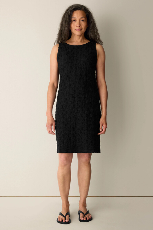 Bubble Jacquard Bateau Neck Dress - Petite