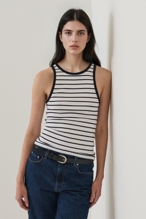 Modal Cotton Stripe Rib Tank