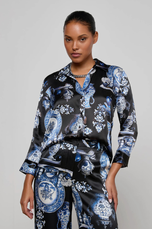 Dani Silk Blouse - Porcelain Print