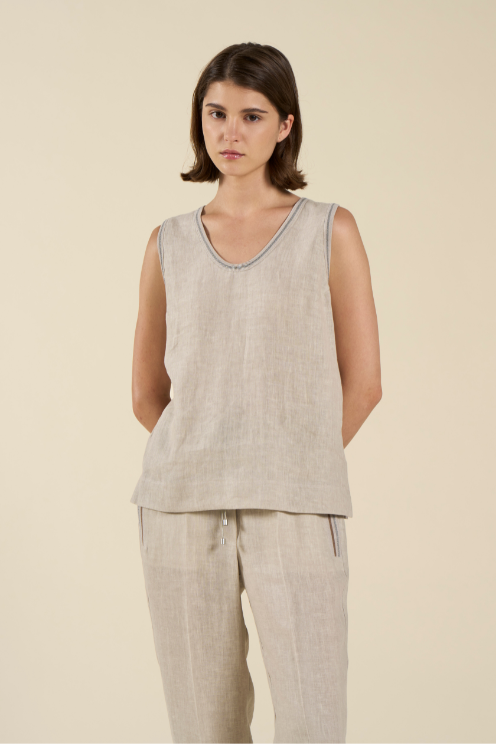 Tan Linen Tank