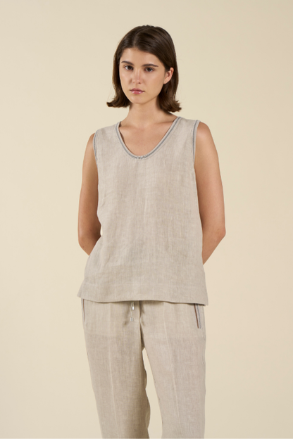 Tan Linen Tank