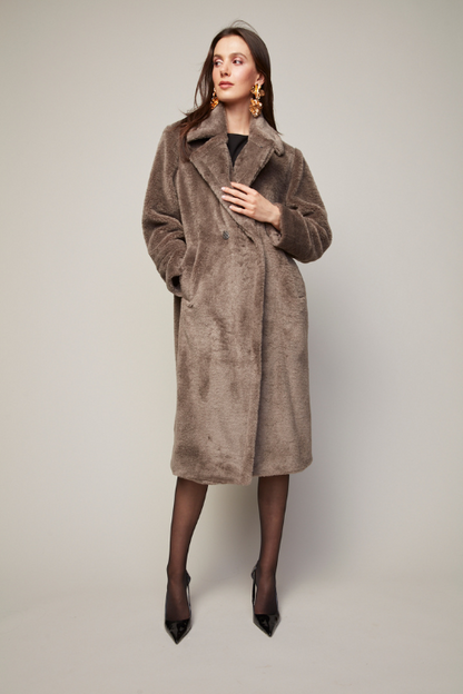 Taupe Bear Faux Fur Coat