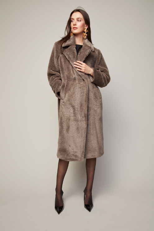 Taupe Bear Faux Fur Coat